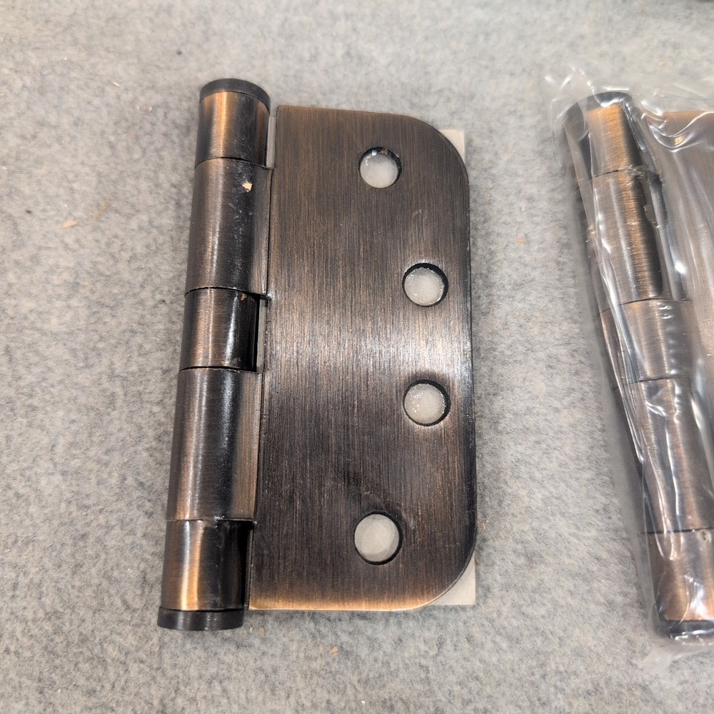 Oil Rubbed Bronze 4 Inch Door Hinges 5/8 Radius Corner 3 Pack with Screws - Picture 1 of 5